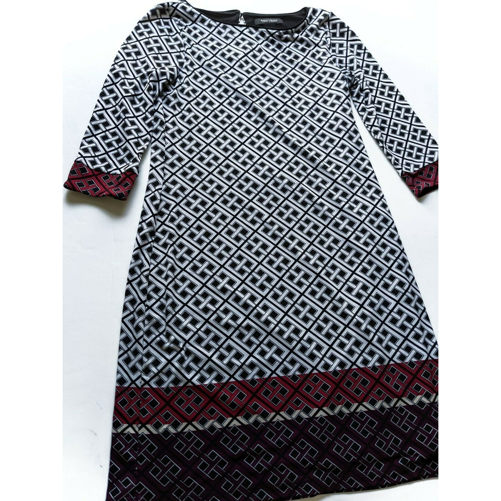 White House Black Market Black White Red Tunic Shift Lined Dress Womens Sz XS